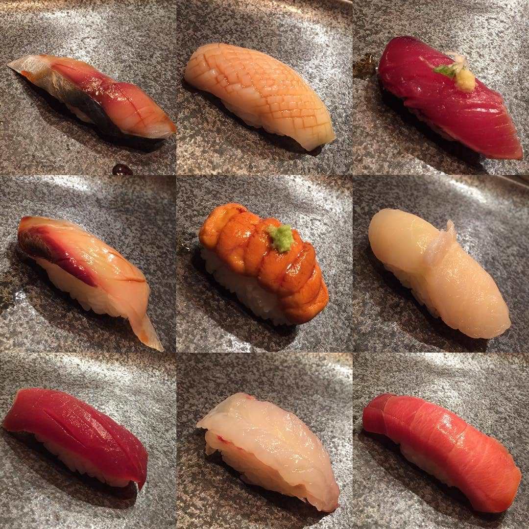 various sushi pieces otoro