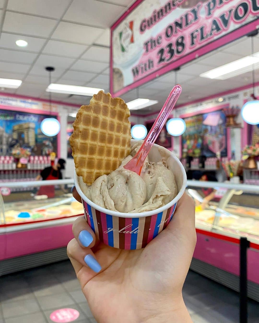 ice cream in cup with cracker