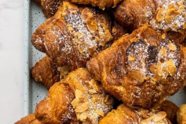 almond croissants stacked