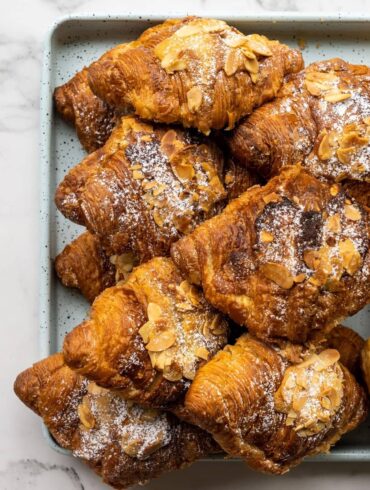 almond croissants stacked