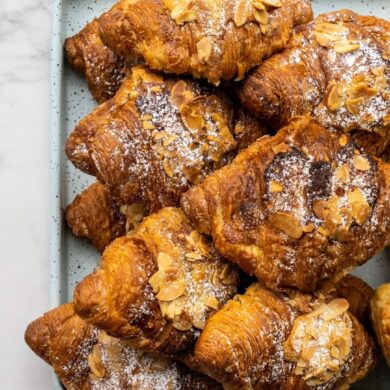 almond croissants stacked