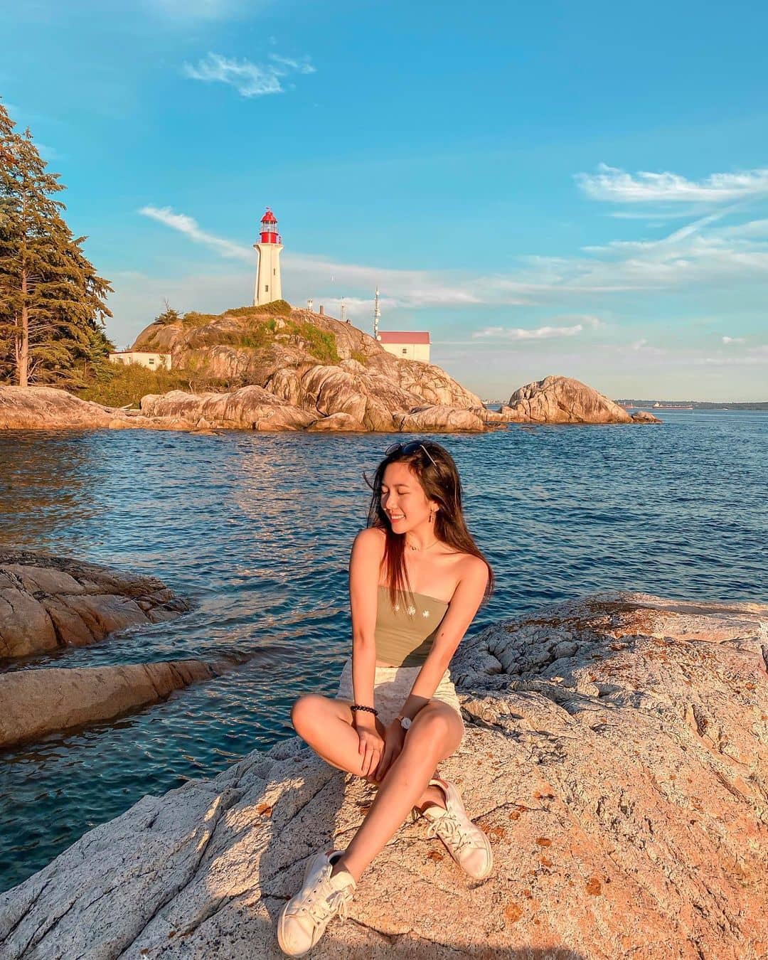 Vancouver hidden gems - lighthouse park view with girl sitting