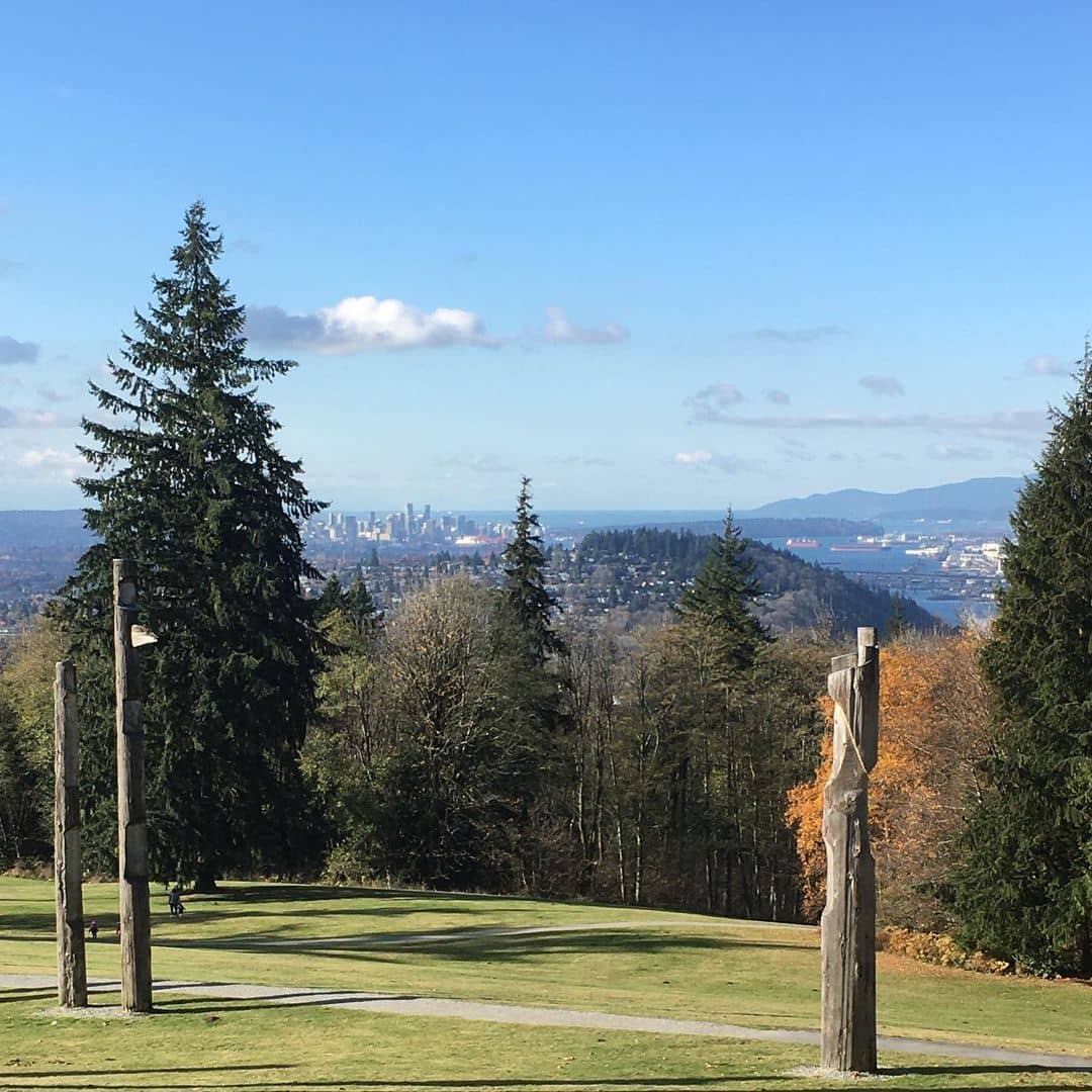 most scenic viewpoints vancouver - burnaby mountain view with totem poles