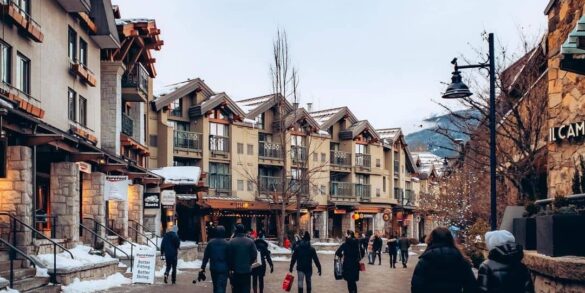 vancouver to whistler -whistler village with buildings on side