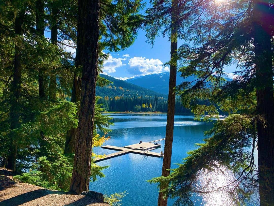 vancouver to whistler - lost lake pier at a distance