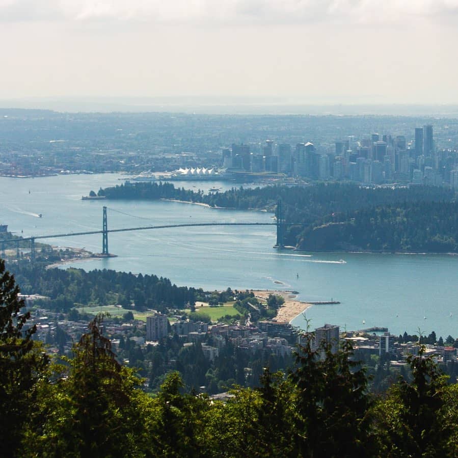 Sea to Sky Highway Guide - Cypress Mountain Lookout view of downtown vancouver and lions gate bridge