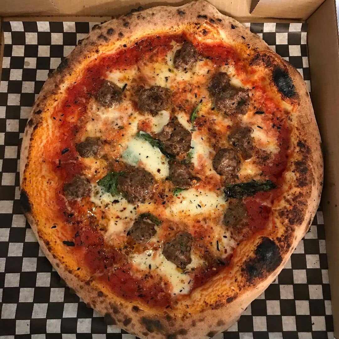Places to Eat and Drink in Tofino - basic goodness pizzeria pizza with meatballs on top
