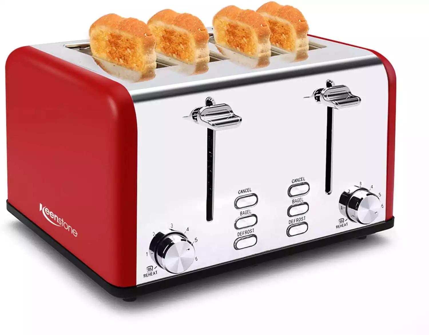 Toaster 4 Slice, Keenstone Stainless Steel Bagel Toaster with Wide Slot