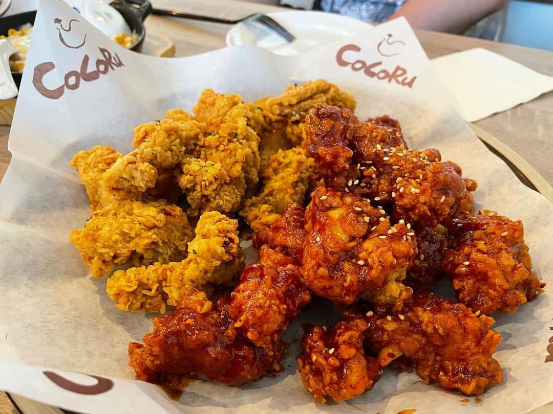 best korean restaurant in richmond - cocoru fried chicken on table