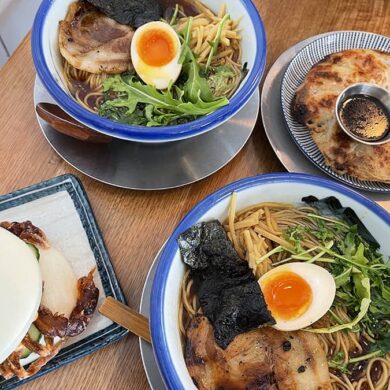 best ramen in richmond - afuri ramen and side dish on table