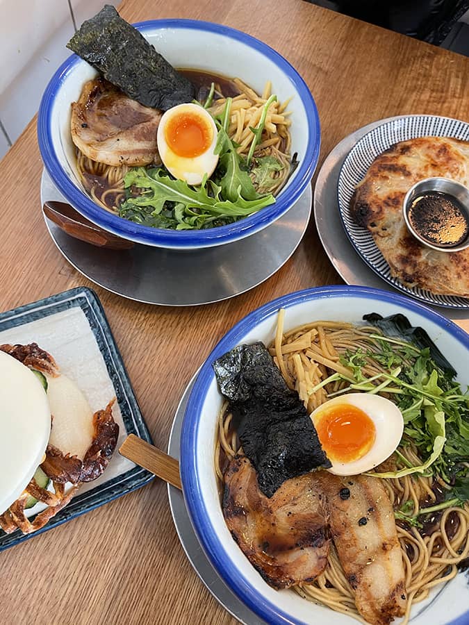 best ramen in richmond - afuri ramen and side dish on table