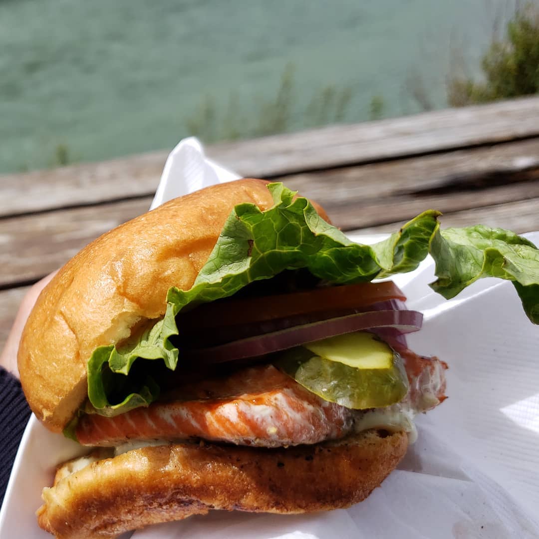 best squamish restaurants - watershed grill wild salmon burger