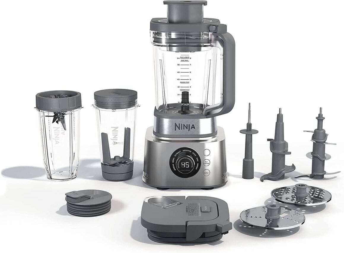 Ninja Amz493brn Compact Kitchen System with Auto-iQ Blender Food Processor Combo