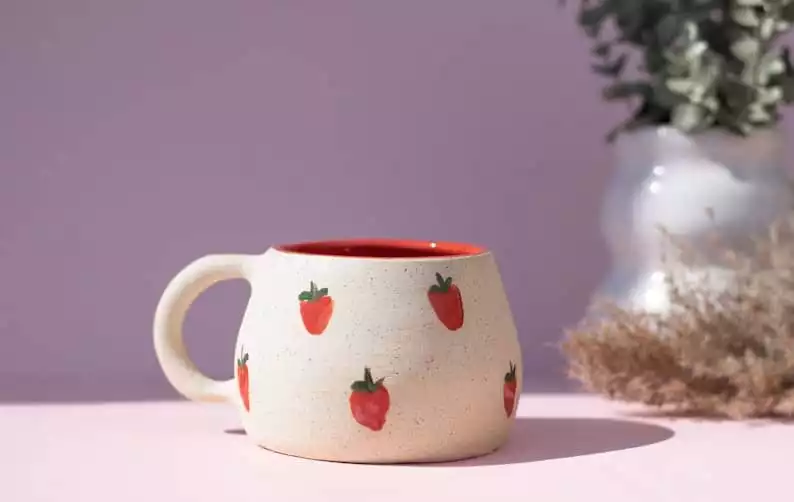 Adorable Handmade Strawberry Mug