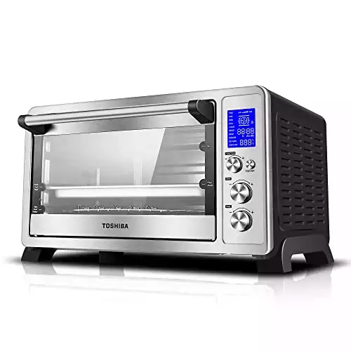 TOSHIBA AC25CEW-SS Large 6-Slice Convection Toaster Oven Countertop