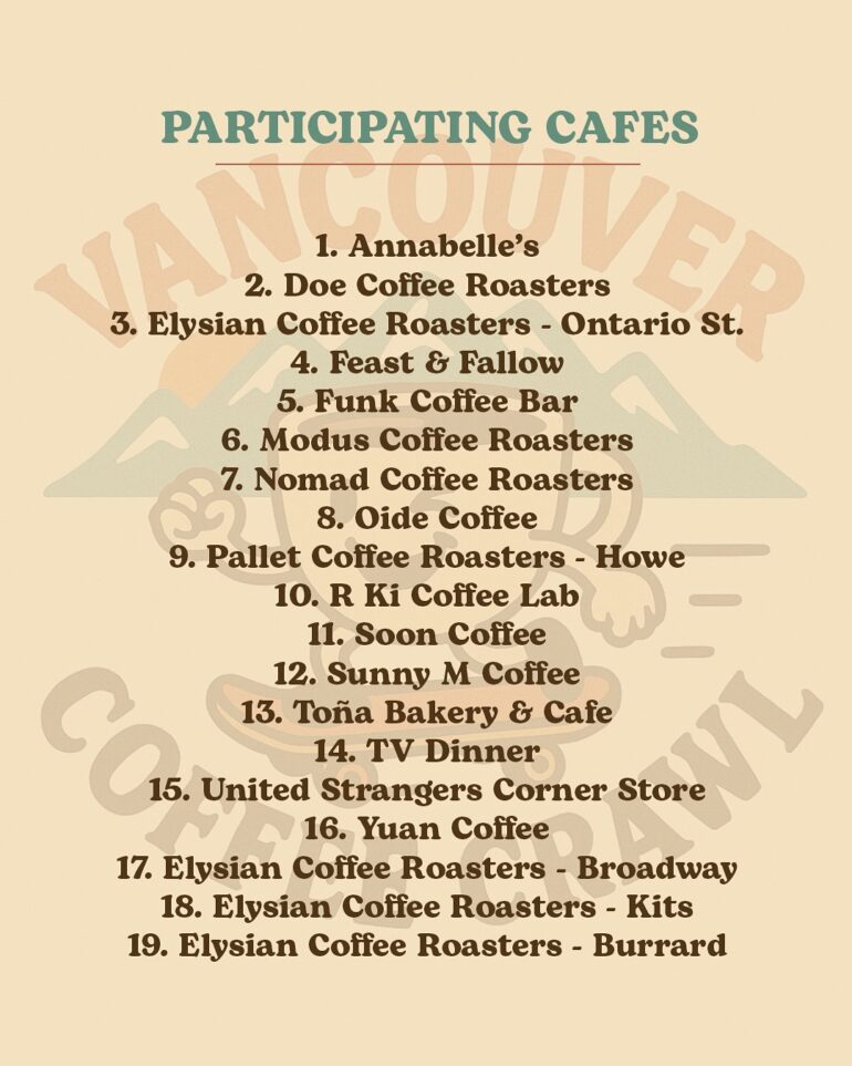 First-Ever Vancouver Coffee Crawl Bringing 19 Cafes Together for a ...