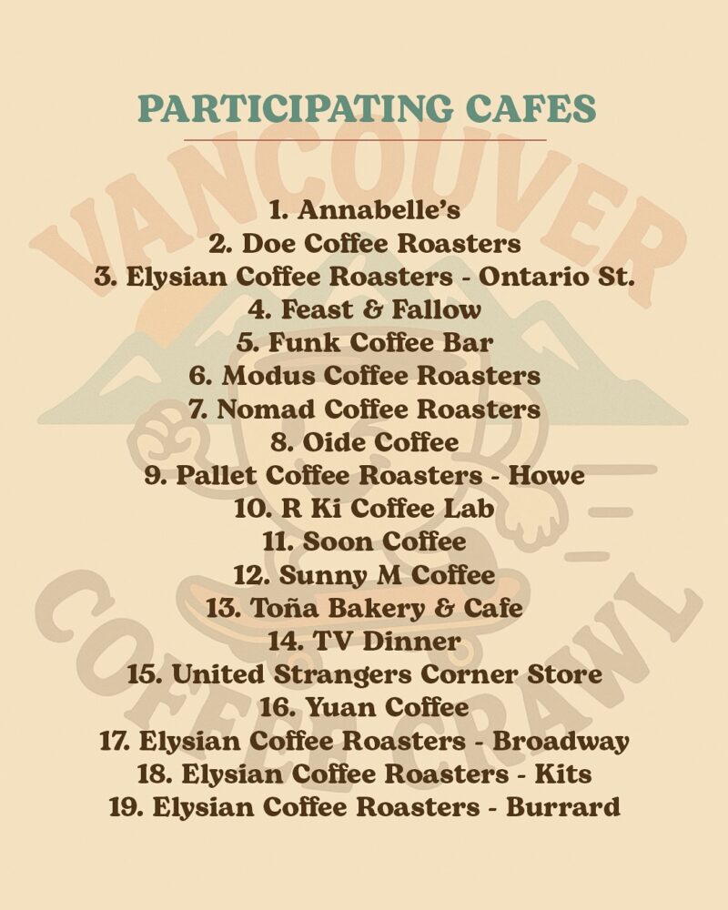 First-Ever Vancouver Coffee Crawl Bringing 19 Cafes Together for a ...