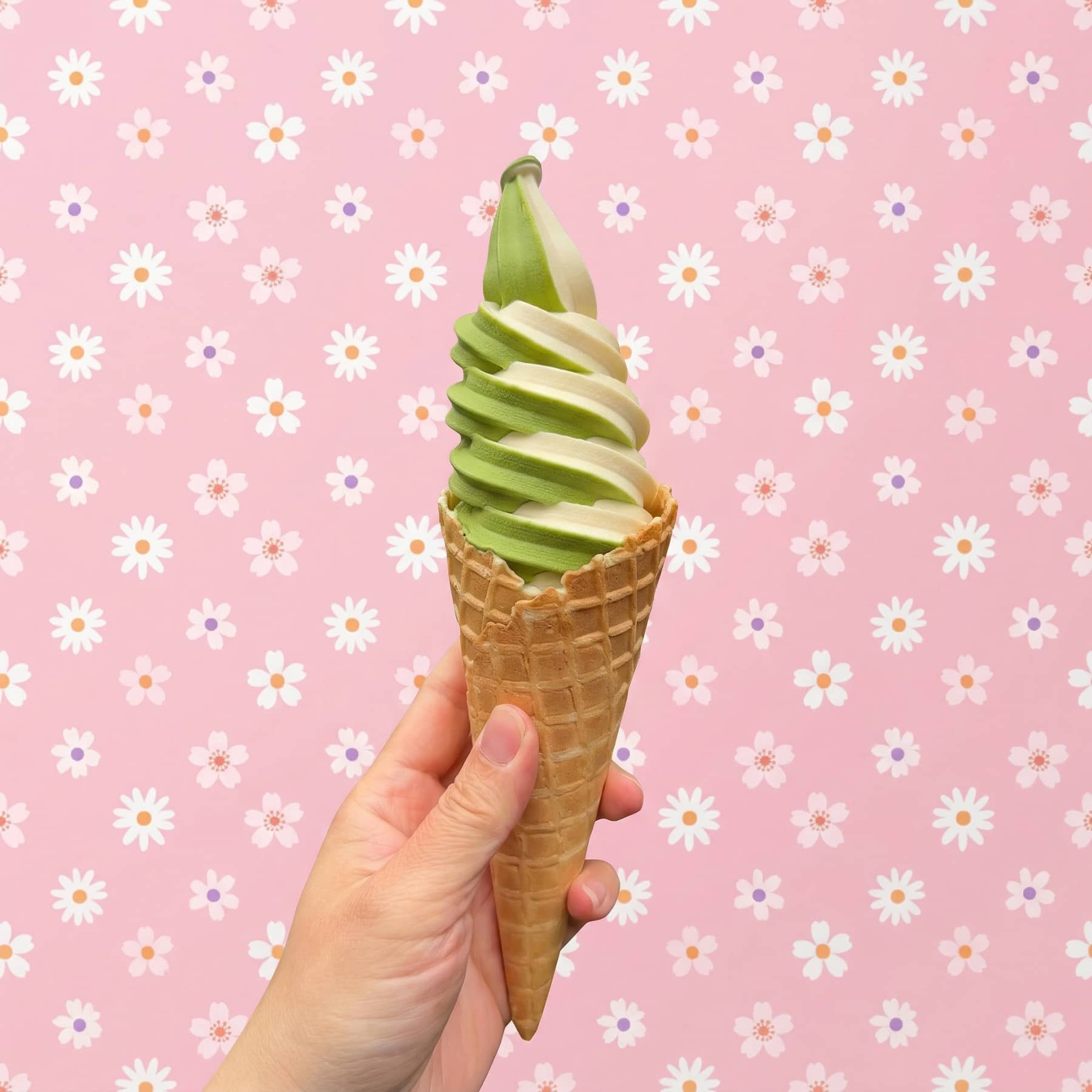 Matcha Peach Twist Soft Serve